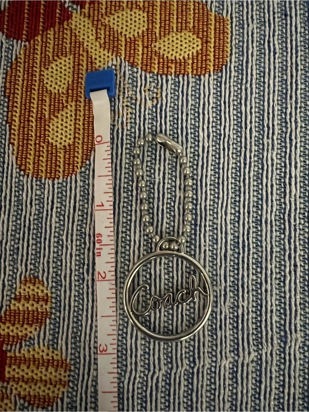Coach Silver Script Logo Round Key Fob